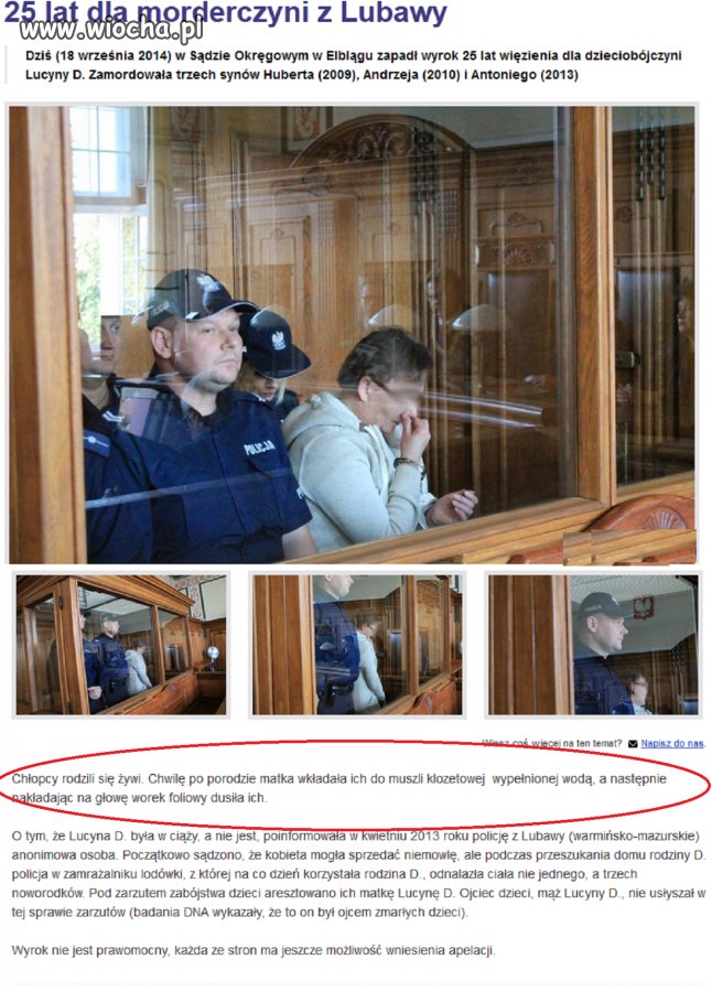 Dzieciobójczyni z Lubawy topiła w muszli klozetowe