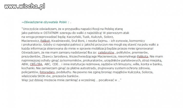 Oświadczenie Obywatela Polski