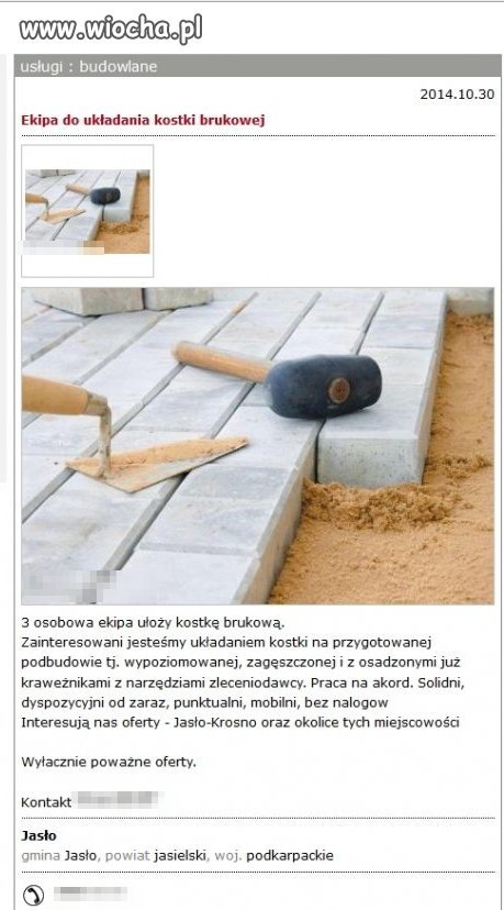 Ogłoszenie profesjonalnej ekipy z Jasła