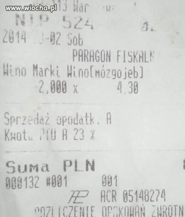 Dwa wina poproszę! i paragon