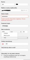 Wybór płci w Google...