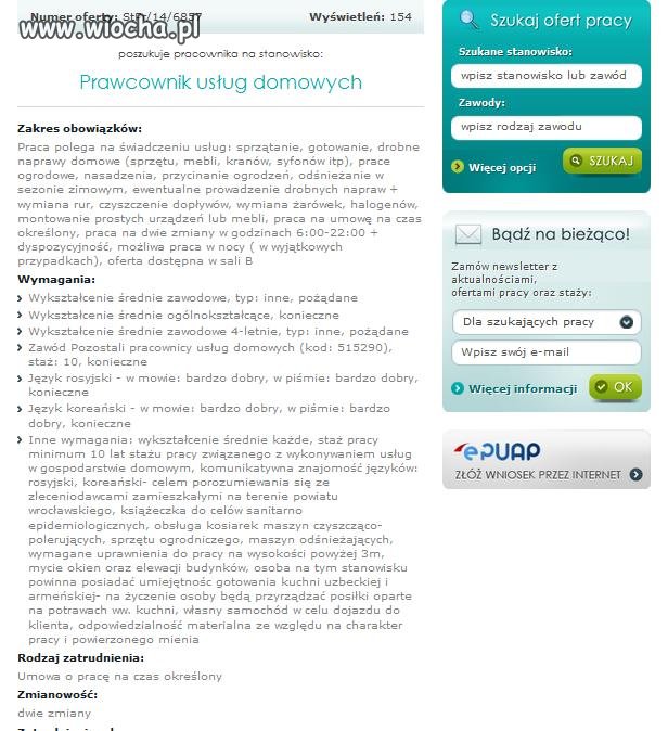 ZNALEZIONE NA STRONIE URZĘDU PRACY WE WROCŁAWIU