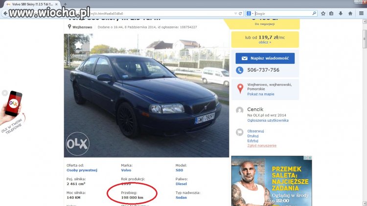 Tydzień temu auto miało 268000 km dziś ma 198000km