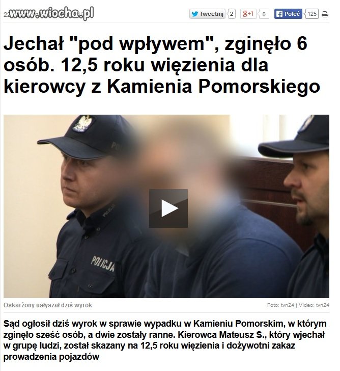 12,5 roku za zabójstwo 6 osób...