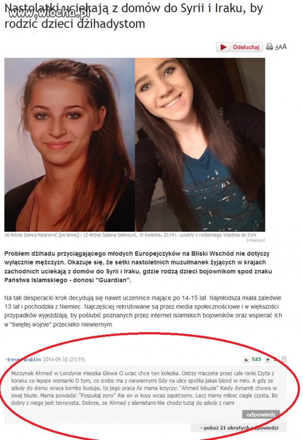 Europejskie Nastolatki rodzą dla dżihadystów.