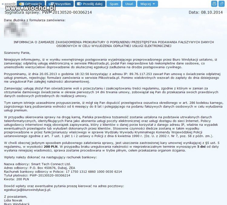 Niespodziewany email z Dubaju 
