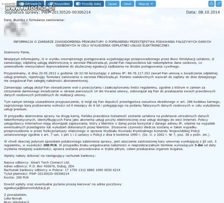 Niespodziewany email z Dubaju 