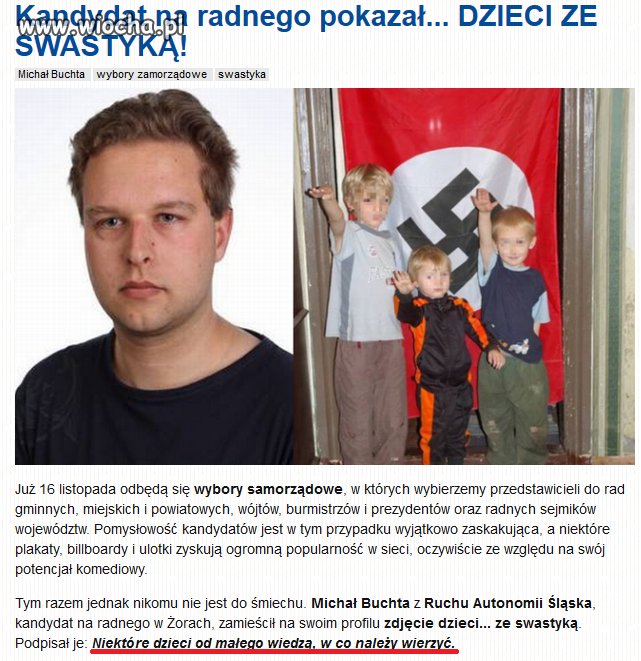 Pokazał dzieci ze swastyką.