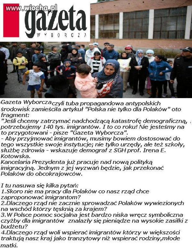 Lepiej stworzyć lepsze warunki imigrantom, niż