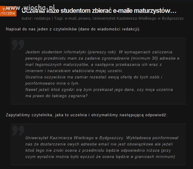 Oceny za e-maile maturzystów