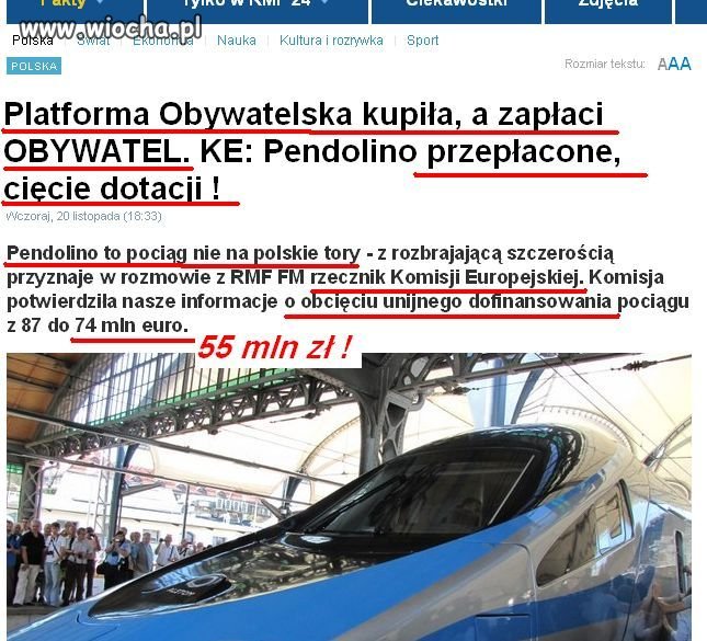 "ale wjechał na peron, ciągnięty przez Tomka"