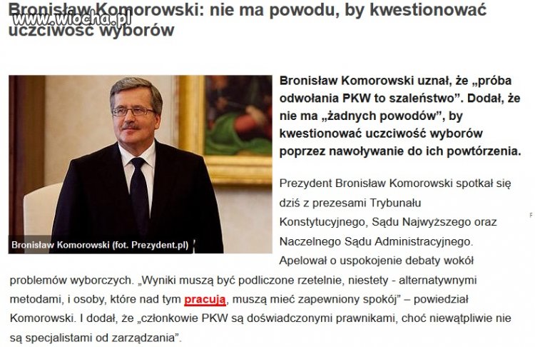 Komoruski akceptuje wyniki wyborów