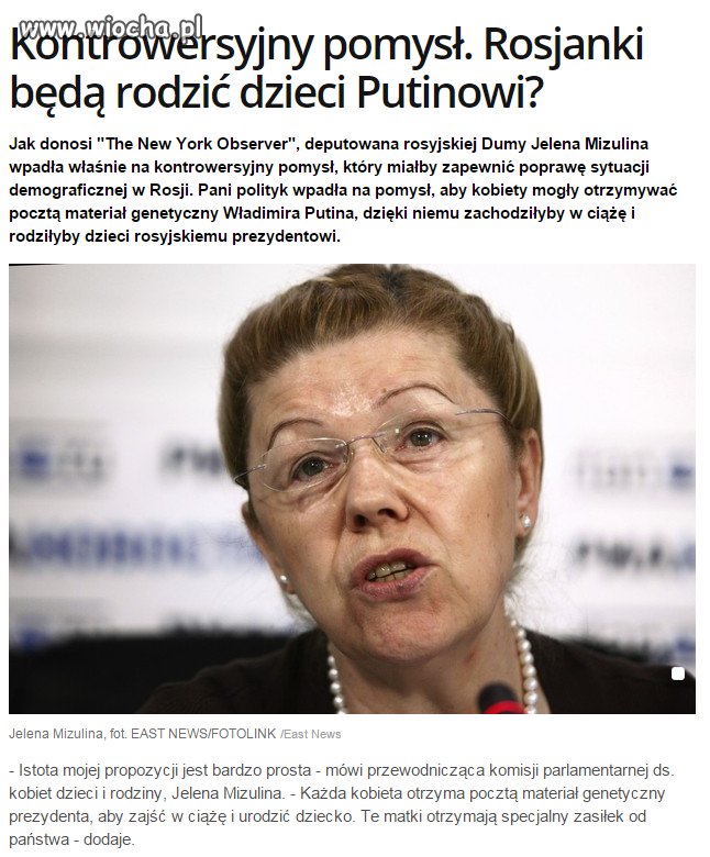 Mały "Putinek" w każdej rosyjskiej rodzinie