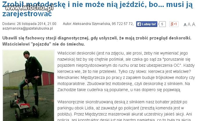 Dostał mandat za brak przeglądu i OC deskorolki