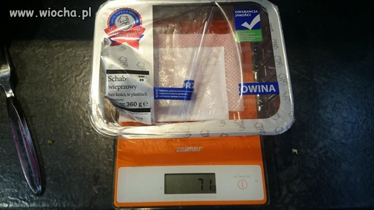 360 gram netto na opakowaniu schabu z Lidla