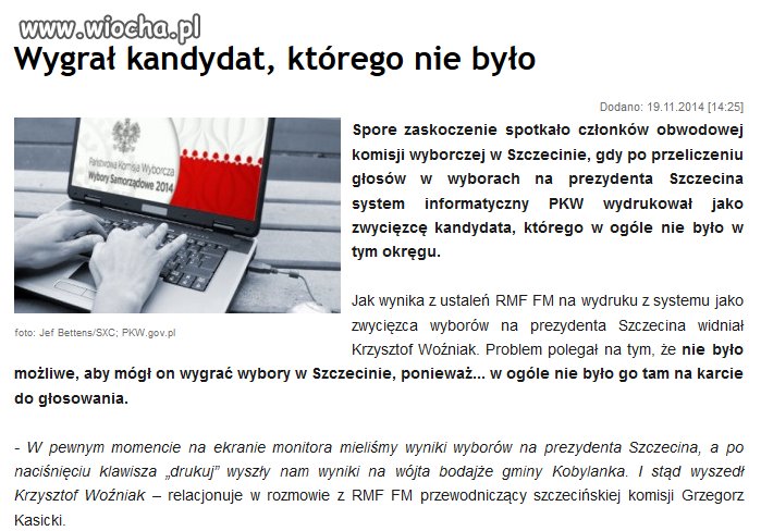 Wygrał kandydat, którego nie było