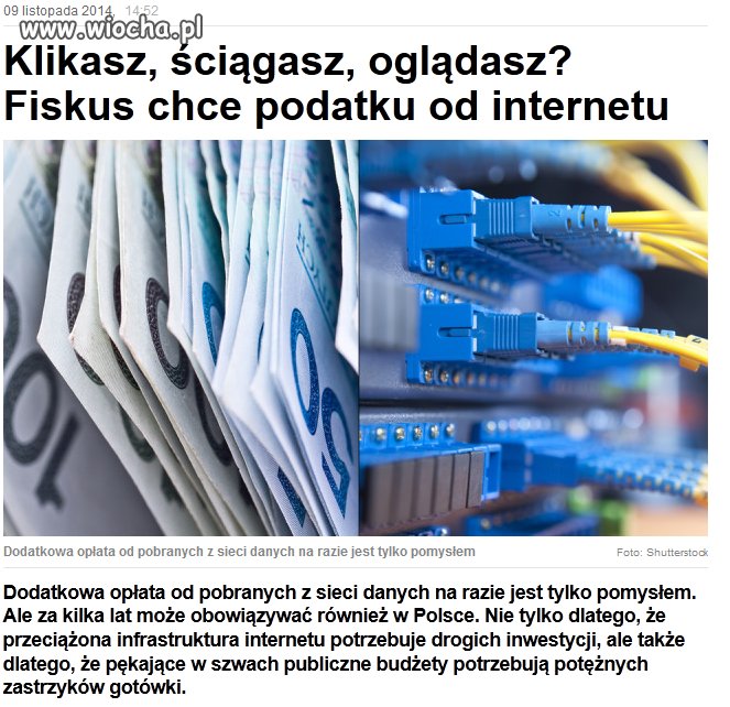 Podatek od internetu, bo potrzebują kasy