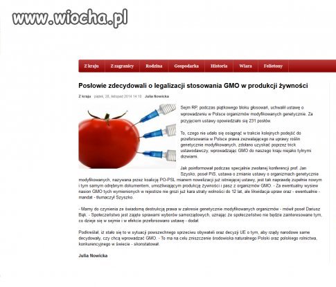 Legalizacja stosowania GMO w produkcji żywności