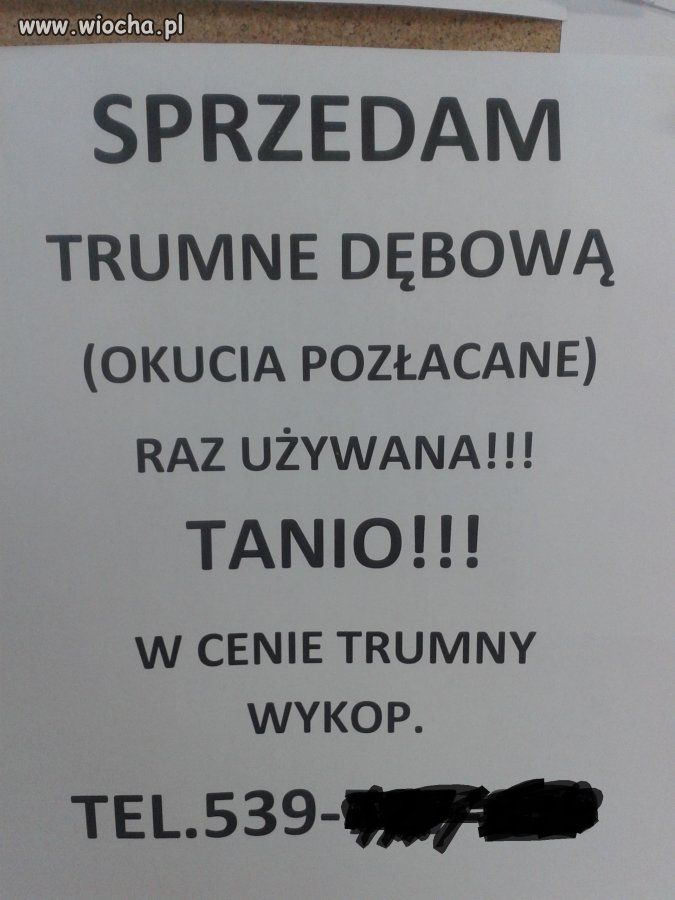 Trumna - raz używana 