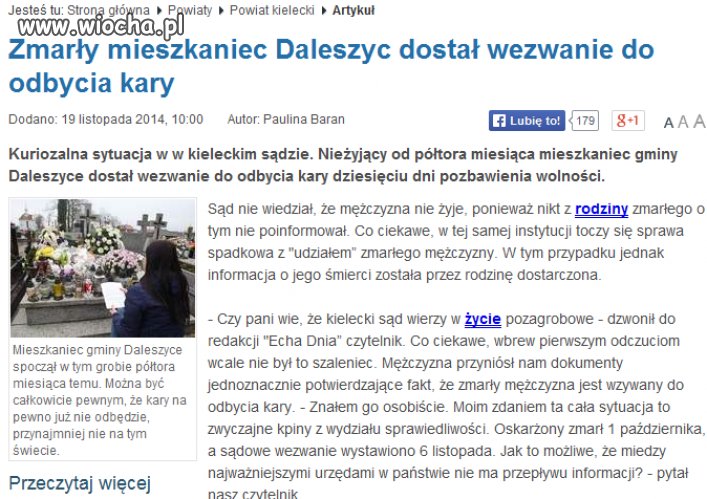 Wezwanie  do odsiadki... po śmierci