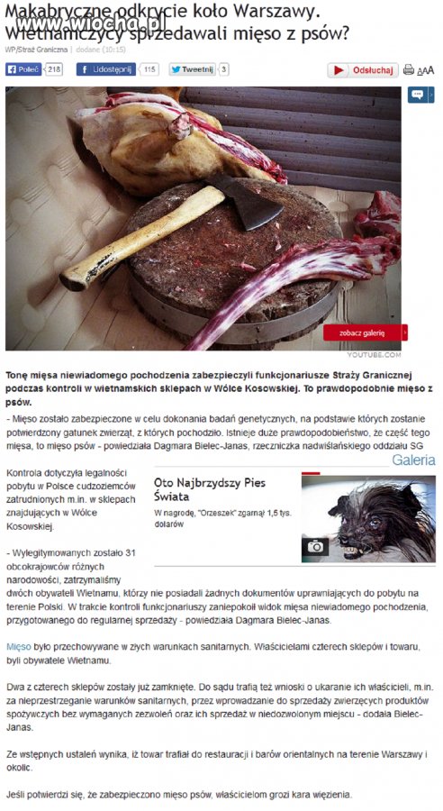 Mięso z psów ponad tona, została rozprowadzona