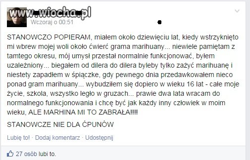 Stanowcze NIE dla marihuany.