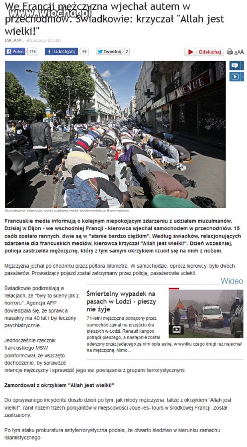FRANCJA: ROZJEŻDŻAŁ LUDZI AUTEM KRZYCZĄC ..