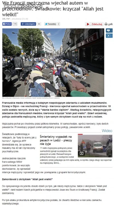 FRANCJA: ROZJEŻDŻAŁ LUDZI AUTEM KRZYCZĄC ..