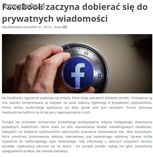 Prywatna korespondencja w stylu Facebooka