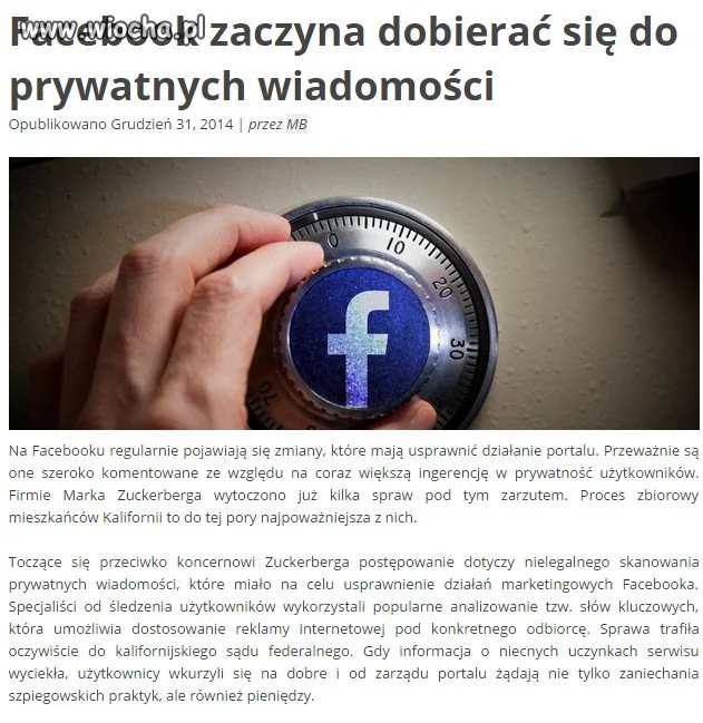 Prywatna korespondencja w stylu Facebooka