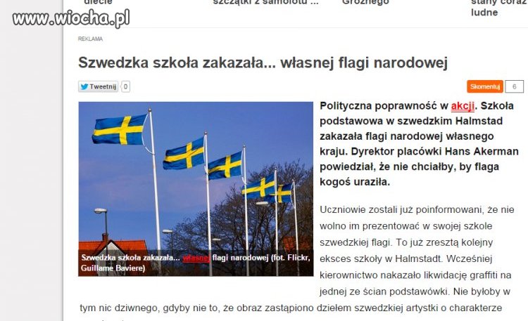 Szwedzka szkoła zakazała... własnej flagi narodowej