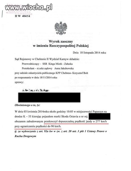 Przekroczył o 277km/h na 90 i sąd przyklepał