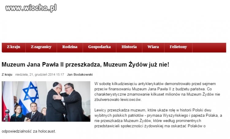 Muzeum Jana Pawła II przeszkadza, Muzeum Żydów już nie!