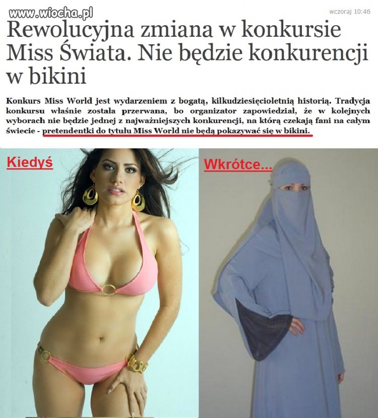 Konkurs Miss World od 2015 bez pokazu w bikini