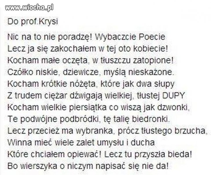 Pozwolę sobie dodać jeszcze jeden wierszyk 