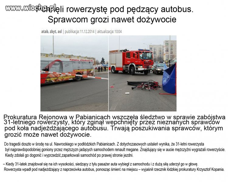 Śmierć na miejscu rowerzysty 