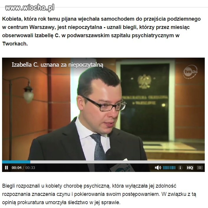 Po sprawie, Pani niepoczytalna więc zarzutów brak
