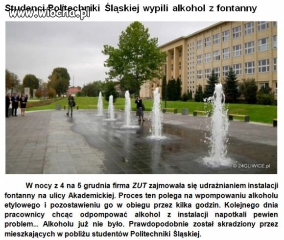 Studenci wypili fontannę