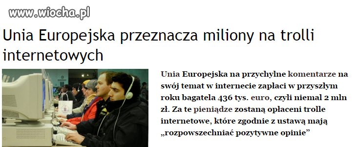 UE wzorem rządu będzie opłacać swoich trolli?!