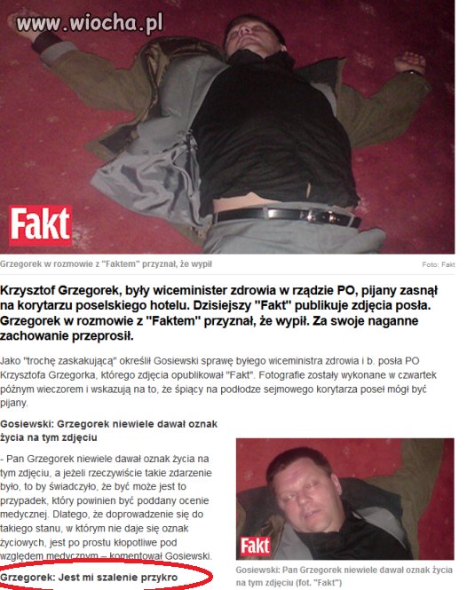 Pijany poseł "wyzgonował" w sejmie