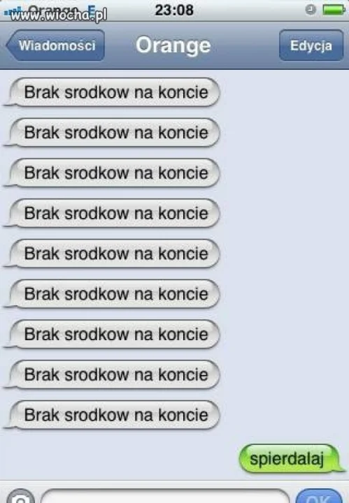 Brak środków na koncie