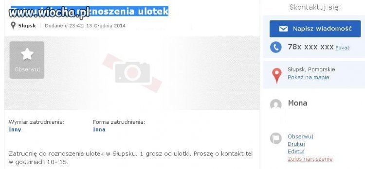 Zatrudnię do roznoszenia ulotek