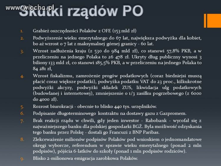 Oto skutki rządów platfusów z Wiejskiej