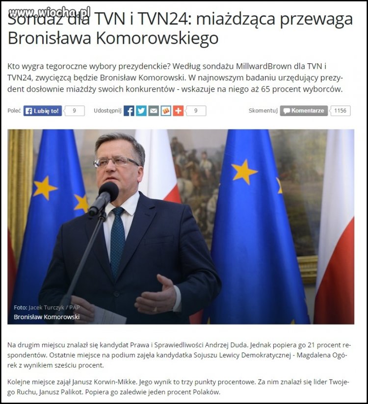 Miażdząca przewaga Bronisława Komorowskiego