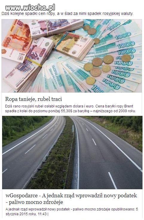 Paliwo coraz tańsze PO zwiększa POdatki.