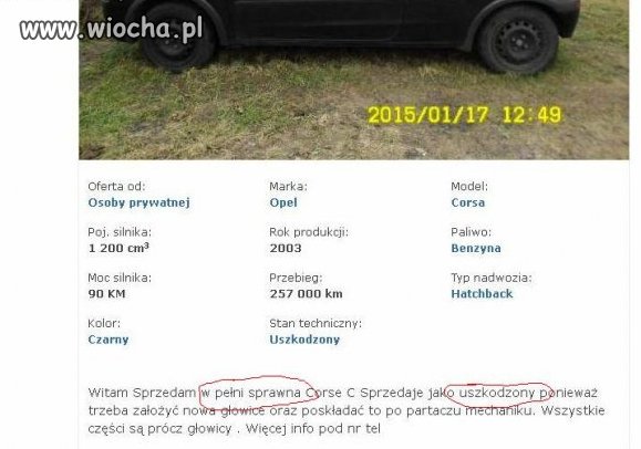 Sprawna, ale uszkodzona