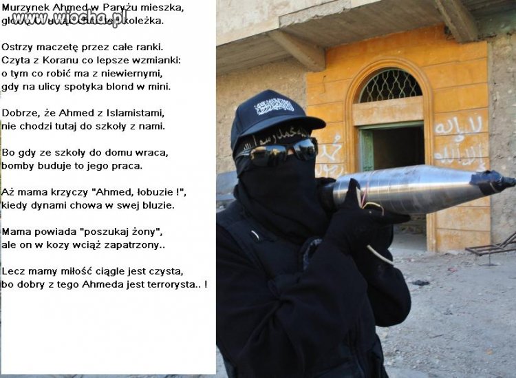 Murzynek Ahmed w Paryżu mieszka..