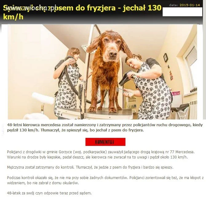 130/h, pomimo deszczu, nie widząc i bez dokumentów.