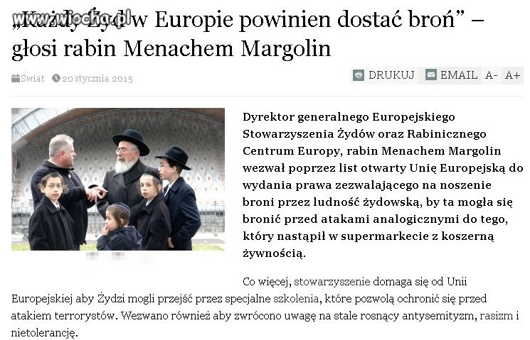 Każdy Żyd w Europie powinien dostać broń 