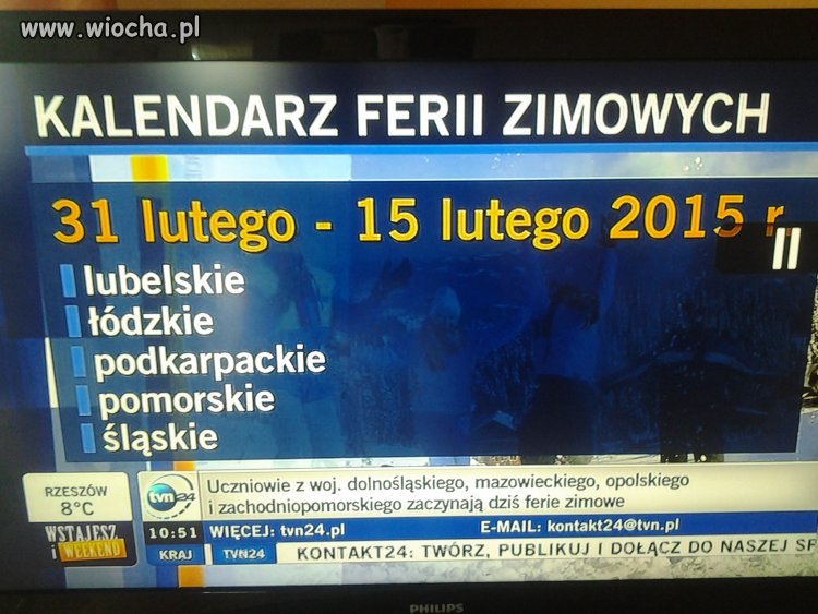Bardzo fajny kalendarz ferii na TVN24